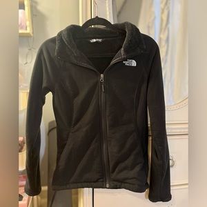 Fuzzy black North Face jacket